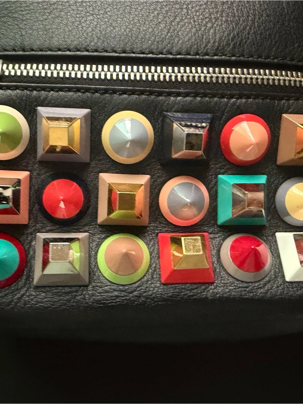 Fendi Black Leather Studded Mini Backpack